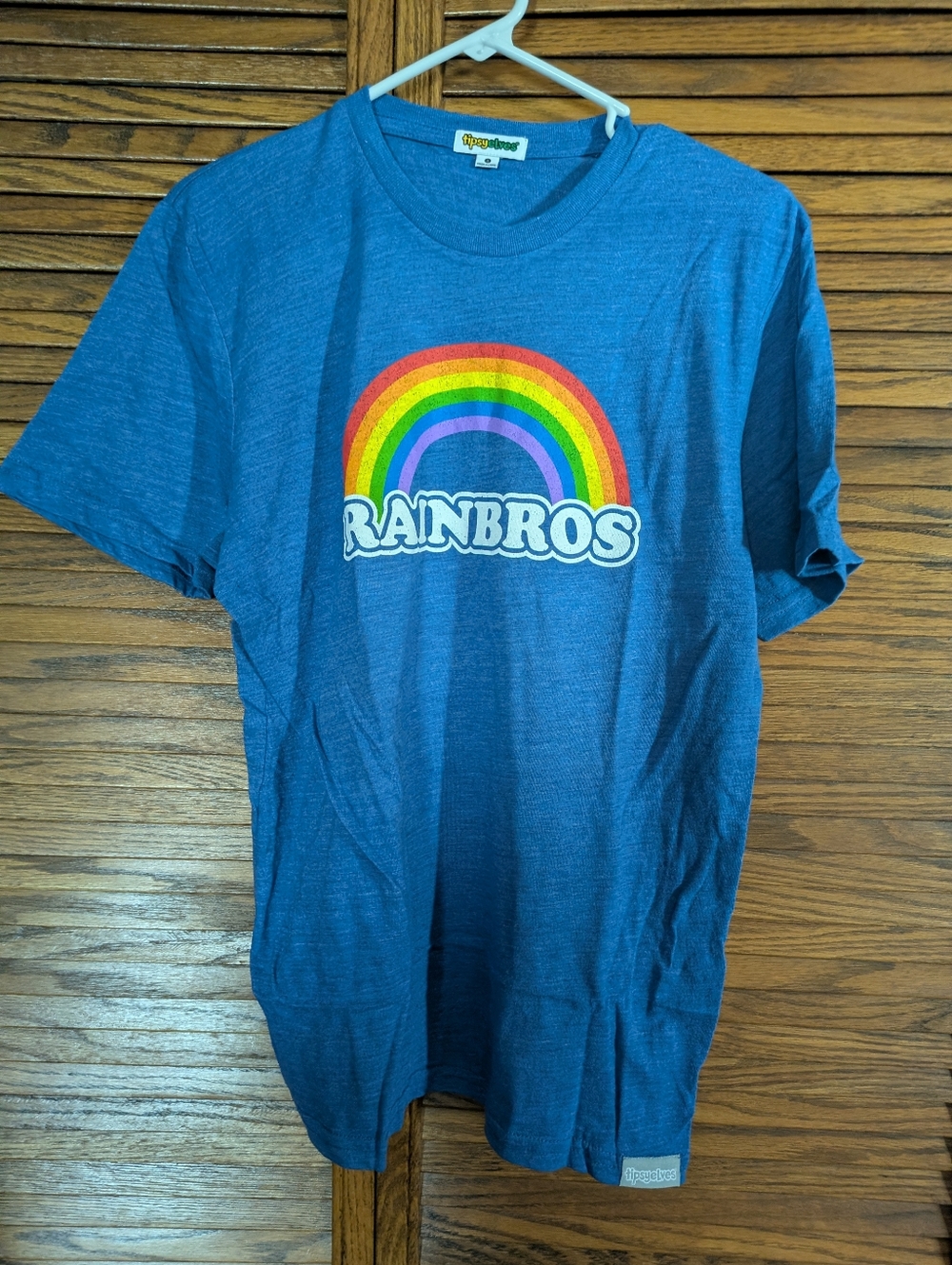 Tipsy Elves NWT Blue Rainbow 'RainBros' Graphic Tee Size Small